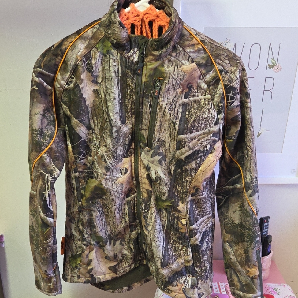 Camo Hunting Jacket with Orange Piping
